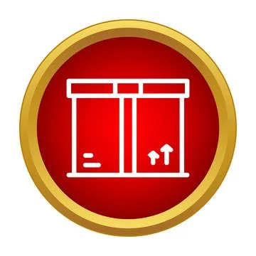 Delivery box red round icon concept Stock Illustration