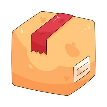 Delivery box with red tape Stock Illustration