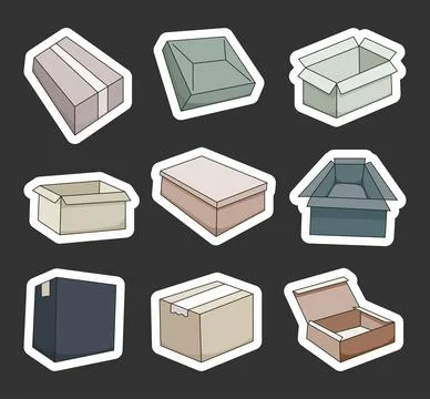 Delivery box. Sticker Bookmark. Stock Illustration