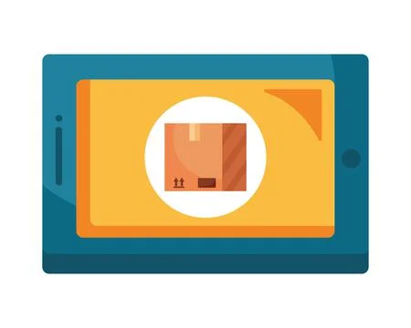 Delivery box in tablet Stock Illustration