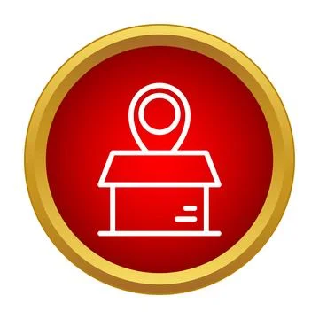Delivery box tracking location pin icon red 스톡 일러스트
