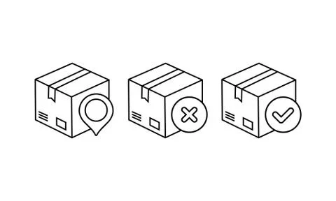 Delivery box, tracking order icon. Parcel, package location on isolated backg Stockillustratie