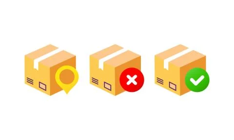 Delivery box, tracking order icon. Parcel, package location on isolated backg Stock Illustration