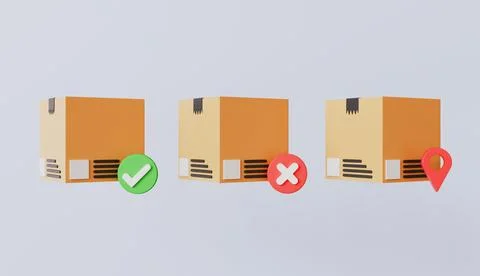 Delivery box tracking order icon, Cardboard Package with Cover Stock Illustration