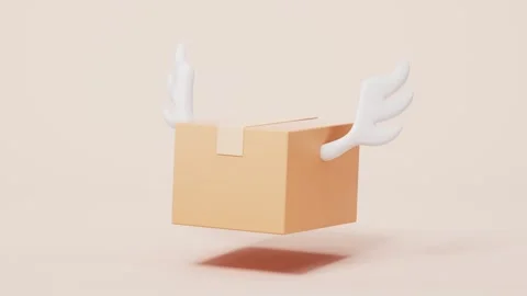 Delivery box with wings flying through air on light background, fast shippi.. Stock Footage 332390158