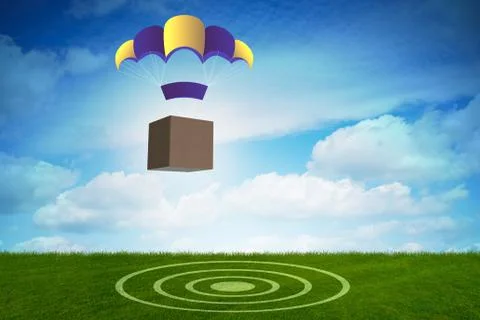 Delivery of boxes concept with parachute イラスト素材