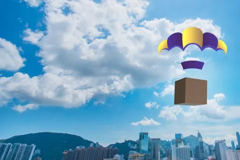 Delivery of boxes concept with parachute Stock Illustration