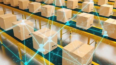 Delivery boxes with connection Stock Illustration
