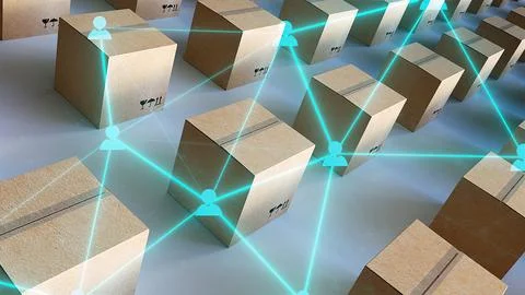 Delivery boxes with connection Stock Illustration