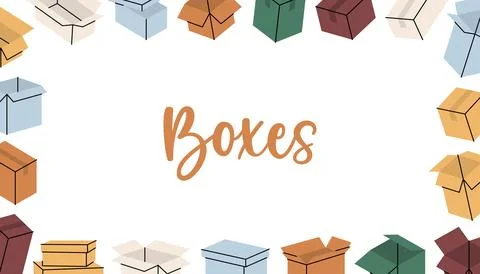 Delivery boxes in horizontal banner. Package cardboard boxes. Present gift boxes Stock Illustration
