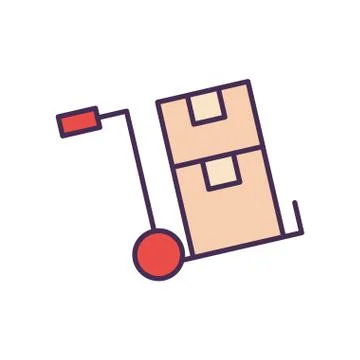 Delivery boxes inside cart line and fill style icon vector design 스톡 일러스트