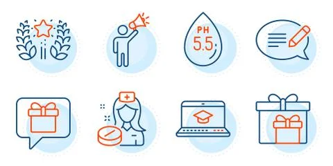 Delivery boxes, Ranking and Website education icons set. Brand ambassador Stock Illustration