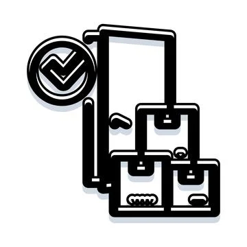 Delivery boxes stacked with successful check mark Stock Illustration