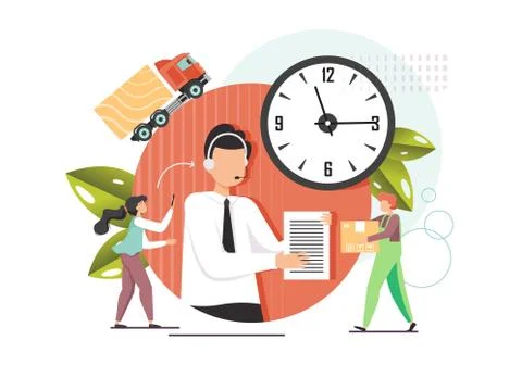 Delivery call center vector flat style design illustration Stock Illustration