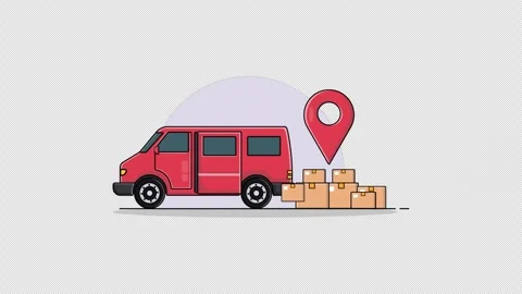 Delivery Car with Boxes. Online Delivery Service Concept Animation - Transparent 스톡 동영상 333400962