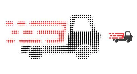 Delivery Car Chassi Halftone Dotted Icon Stockillustratie