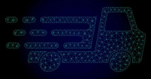 Delivery Car Chassi Polygonal Frame Vector Mesh with Fast Motion Effect Illustrazione stock