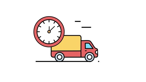 Delivery Car with Clock Line Icon animation. 4K motion animation. Stock Footage 299690369