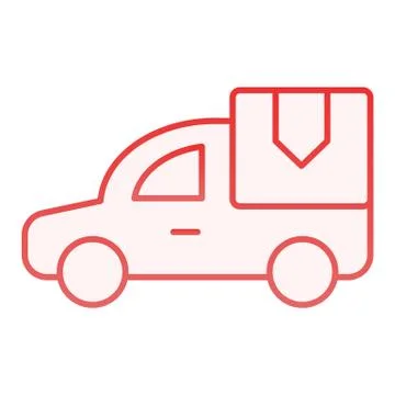 Delivery car flat icon. Delivery truck red icons in trendy flat style. Van with Stock Illustration
