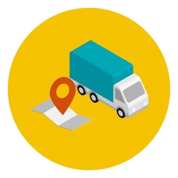 Delivery car with route map Illustrazione stock