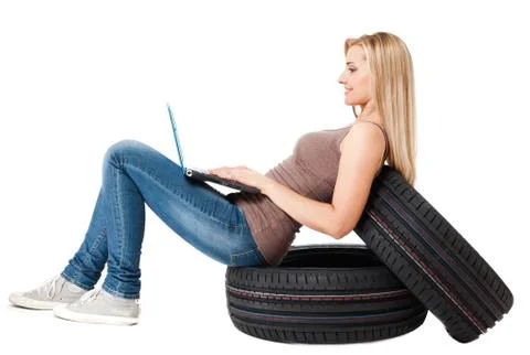 Delivery car wheels Stock Photos