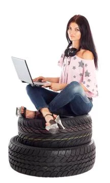 Delivery car wheels Stock Photos