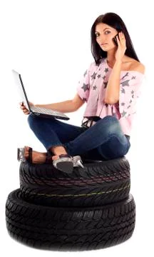 Delivery car wheels. Stock Photos