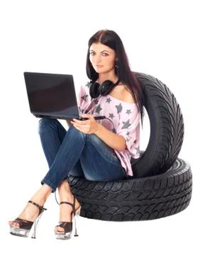 Delivery car wheels. Foto stock