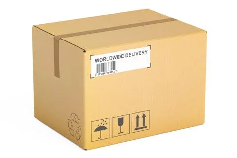Delivery Cardboard Box 3D rendering 스톡 일러스트