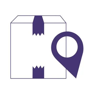 Delivery cardboard box pointer location isolated icon design line style Illustrazione stock