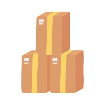 Delivery cardboard boxes stacked logistic isolated design icon Stockillustratie
