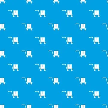 Delivery cart with box pattern seamless blue Illustrazione stock