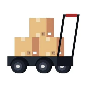 Delivery cart handle with boxes Illustration