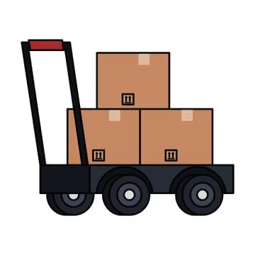 Delivery cart handle with boxes Illustration