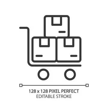Delivery cart pixel perfect linear icon Stock Illustration