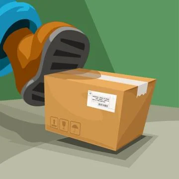 Delivery carton box by postman Stock Illustration