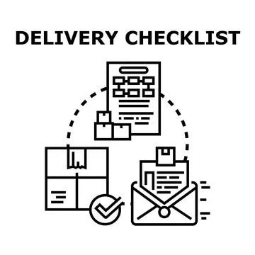 Delivery checklist confirming order shipping logistics process 库存插图