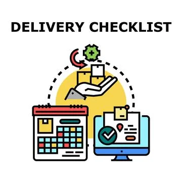 Delivery checklist confirming package tracking and shipping logistics Stock Illustration