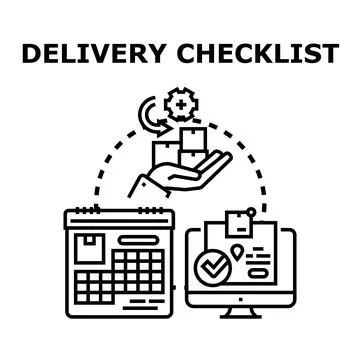 Delivery checklist confirming package tracking and shipping logistics Stock Illustration