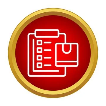 Delivery checklist on gold framed red circle icon Stock Illustration