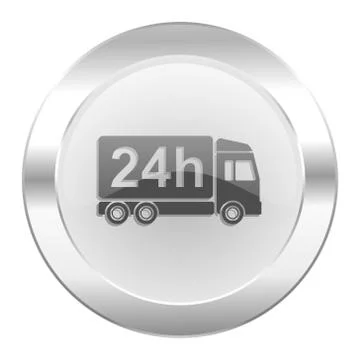 Delivery chrome web icon isolated. Stock Illustration