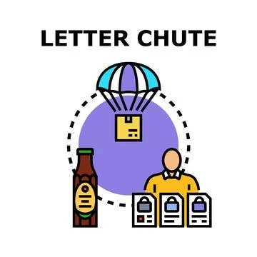 Delivery chute concept with parcel and digital data Illustrazione stock