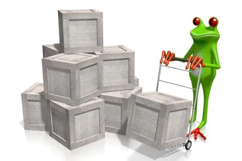 Delivery concept with 3D frog Stock Illustration
