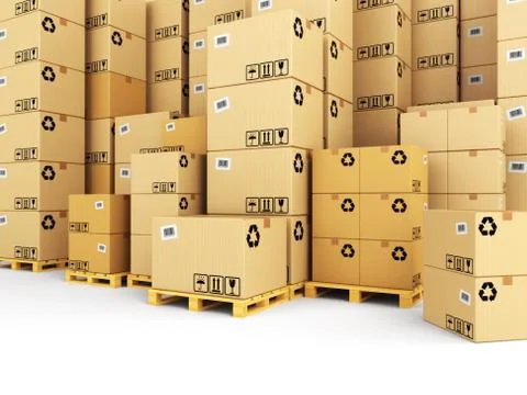 Delivery concept. Boxes on pallet. Space for text. Stockillustratie