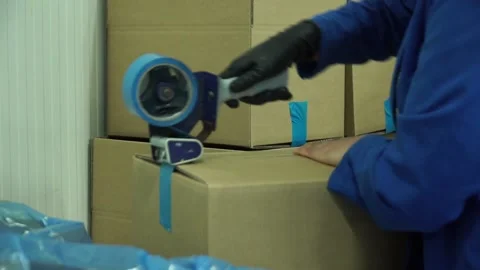 Delivery concept. Boxes on pallets in warehouse Video stock 134555353