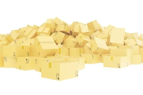 Delivery concept. Cardboard boxes background. Space for text. 3d rendering イラスト素材