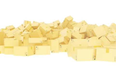 Delivery concept. Cardboard boxes background. Space for text. 3d rendering Stockillustratie
