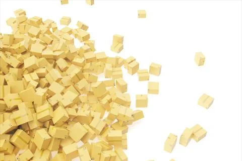 Delivery concept. Cardboard boxes background. Space for text. 3d rendering Stock Illustration