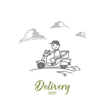 Delivery concept. Hand drawn isolated vector Illustration
