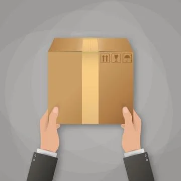 Delivery concept. Hand holding package. Stockillustratie
